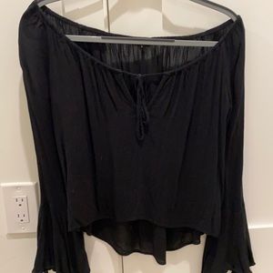 Off the shoulder black top with front tie!